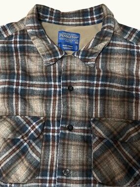 Pendleton Original Board Shirt Flannel Men's XXXL 3XL Wool Brown Tartan Plaid